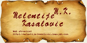 Melentije Kasalović vizit kartica
